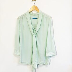 Alice + Olivia Mint Green Tie-Neck Blouse